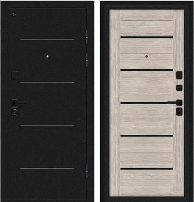 Дверь Браво Грид Букле черное/Cappuccino Melinga